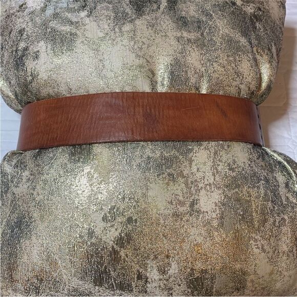 WCM Tan Leather Belt with Gold Details, S